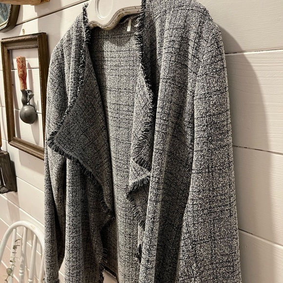 TAHARI black & Gray open front jacket frayed hem size 1x ⚠️ - Picture 7 of 9